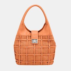 David Jones Rivet Decor Orange Handbag - Brand New